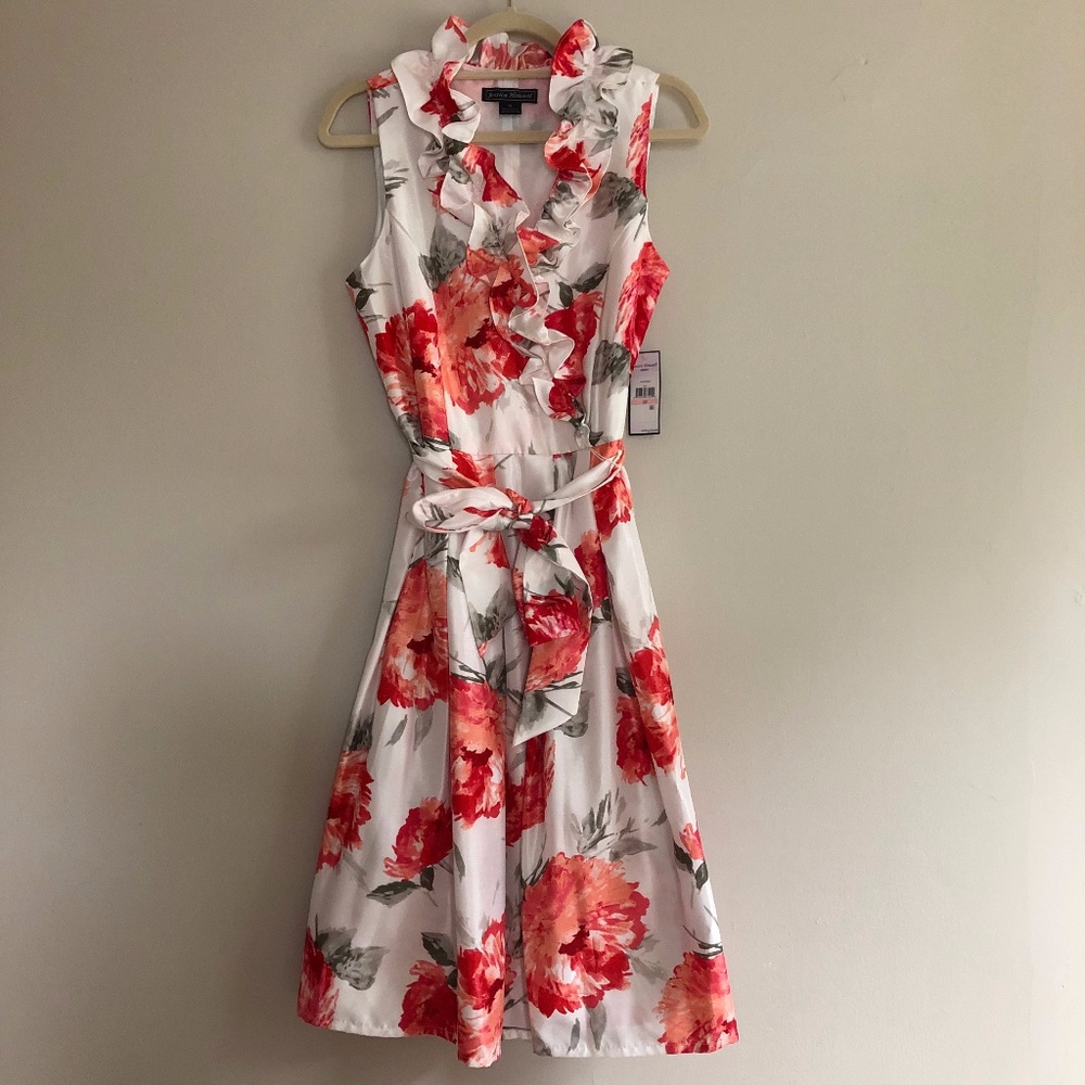 NWT Jessica Howard Sleeveless Floral Ruffled Dress